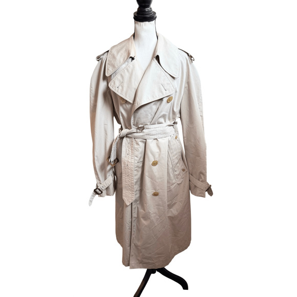 AQUASCUTUM Aqua 5 Tan Beige Belted Long Trench Coat Men’s Size Large - Picture 11 of 12